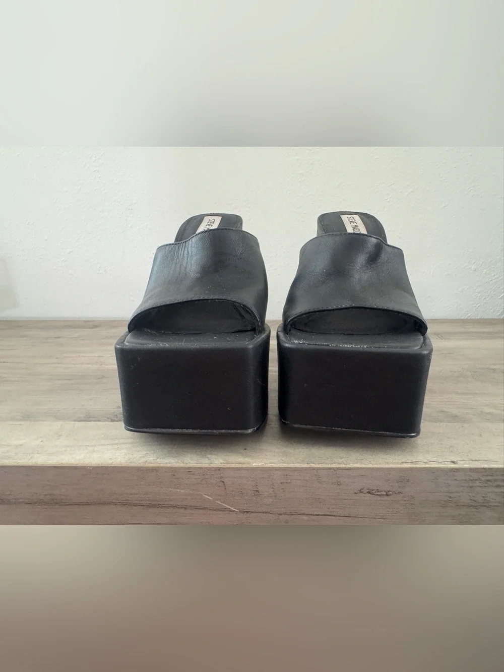 Steve Madden Trixie Black Leather Platforms